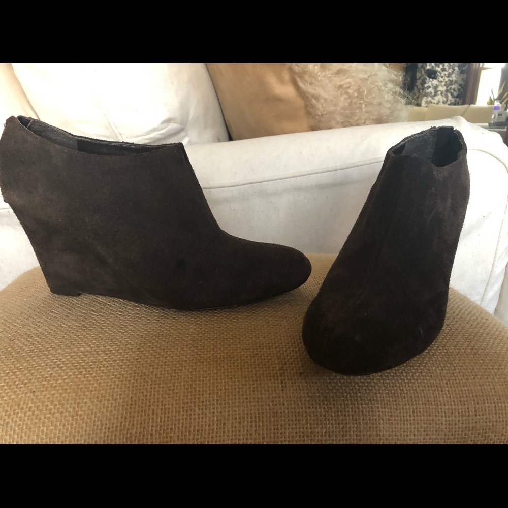 Loft brown suede wedge heel bootie